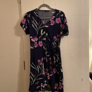 Blue Floral Wrap Dress